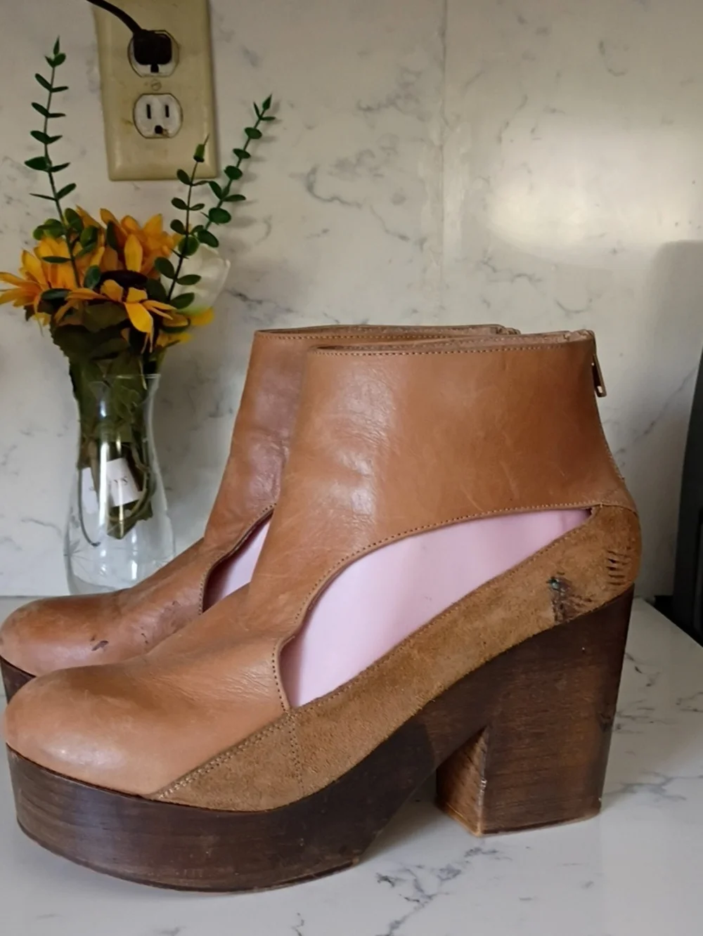 Free People Women’s Platform Ankle Boots in Light Brown